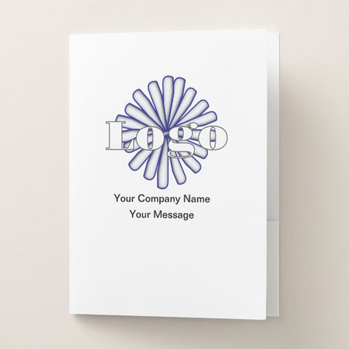 Personalize Your Logo Blue Floral Design Pocket Folder
