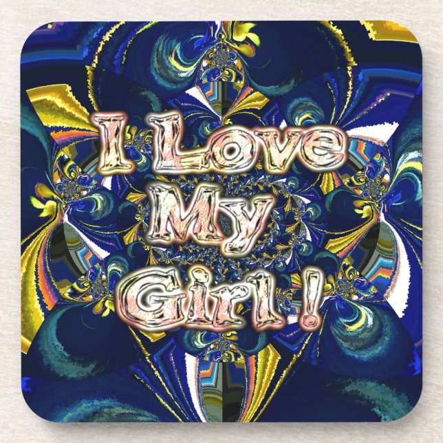 Personalize Your Love Infinity: I Love my Girl Drink Coaster (Front)