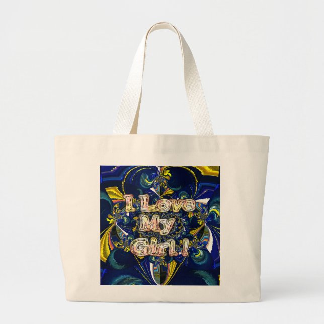 Personalize Your Love Infinity: I Love my Girl Large Tote Bag (Front)