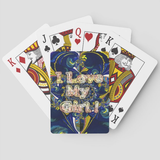 Personalize Your Love Infinity: I Love my Girl Poker Cards (Back)