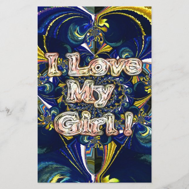 Personalize Your Love Infinity: I Love my Girl Stationery (Front)