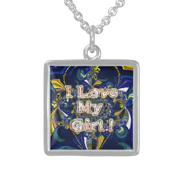 Personalize Your Love Infinity: I Love my Girl Sterling Silver Necklace (Front)