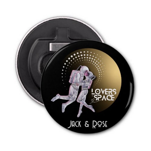 Personalize your Lovers in Space design Bottle Opener
