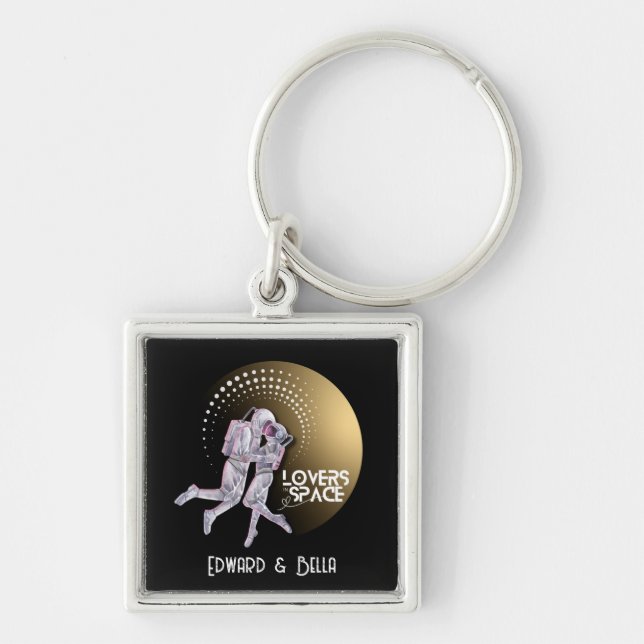 Personalize your Lovers in Space design  Keychain (Front)