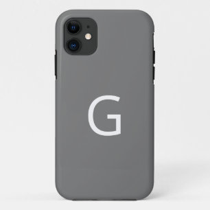 Personalize Your Monogram, White on Grey iPhone 11 Case
