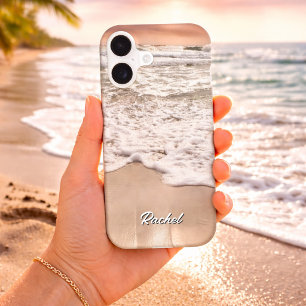 Personalize Your Name Foamy Shoreline Beach Waves iPhone 17 Case