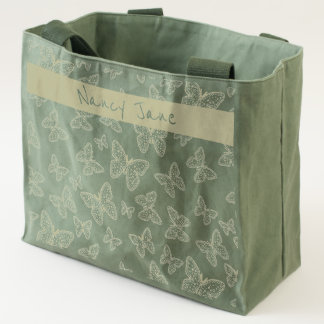 Personalize Your Name on Butterfly Doodle Collage Tote