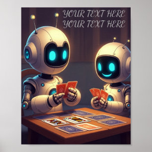 Personalize Your Name Text Fun Robot Card Game Poster
