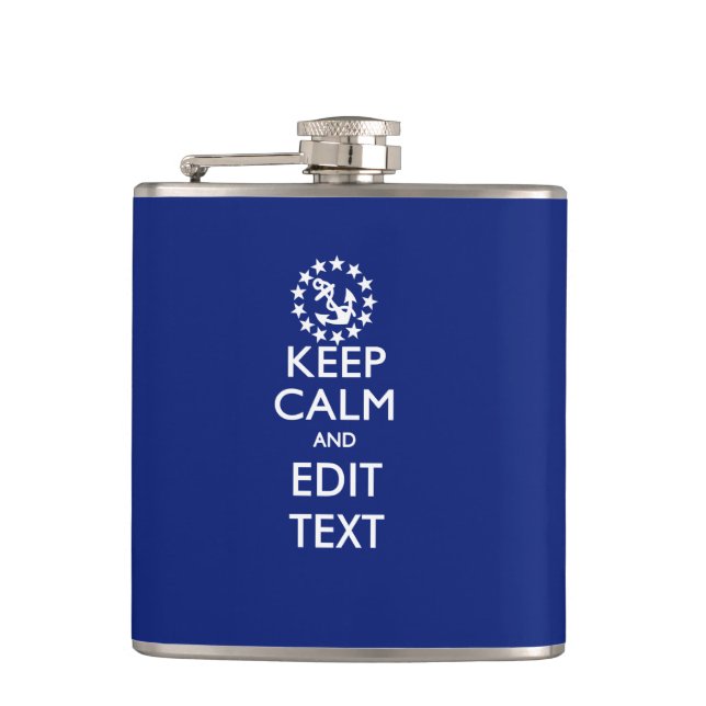 Personalize Your Nautical Keep Calm And Edit Text Flask (Front)