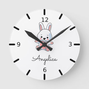 Personalize Your Own Baby Bunny Rabbit Round Clock