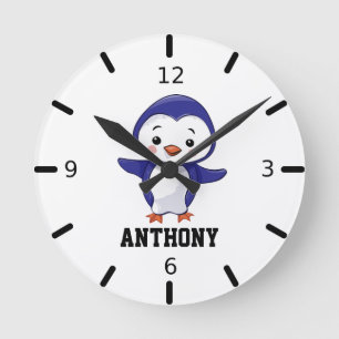 Personalize Your Own Baby Penguin Round Clock