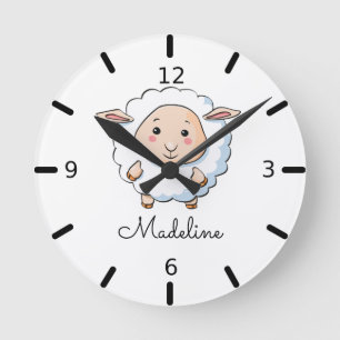 Personalize Your Own Baby Sheep Round Clock
