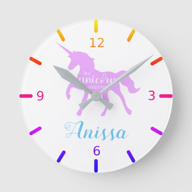 Personalize Your Own Be a Unicorn Round Clock (Front)