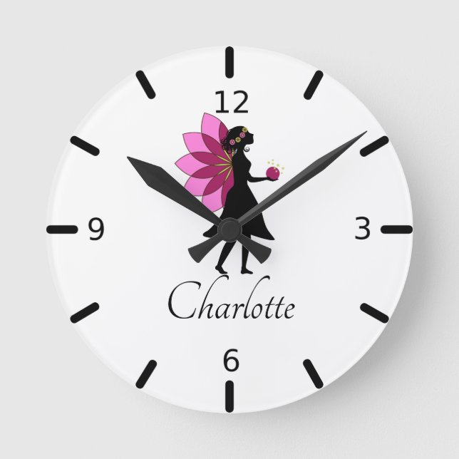 Personalize Your Own Beautiful Fairy Round Clock (Front)