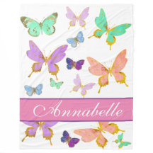 Personalize Your Own Butterfly Fleece Blanket