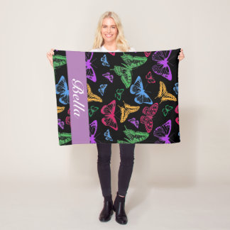 Personalize Your Own Butterfly Pattern Fleece Blanket