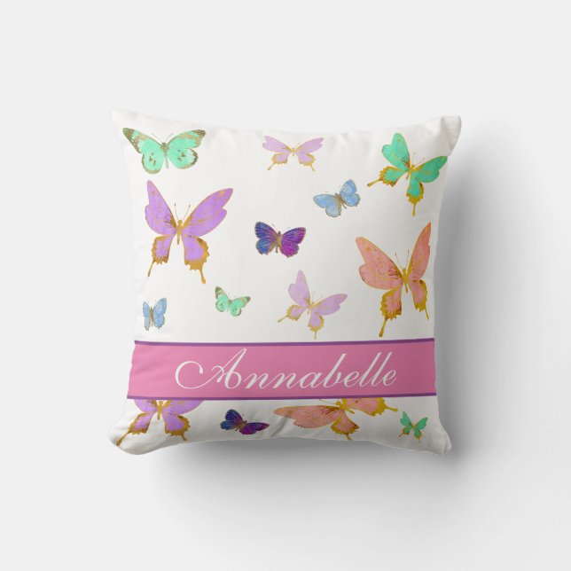 Personalize Your Own Butterfly Throw Pillow (Front)
