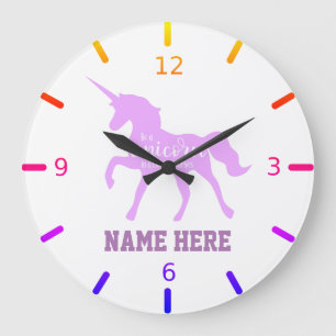Personalize Your Own Colorful Be a Unicorn Large Clock