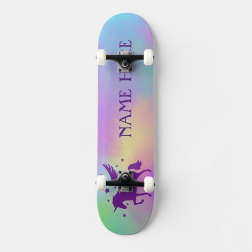 Personalize Your Own Colorful Magical Unicorn Skateboard