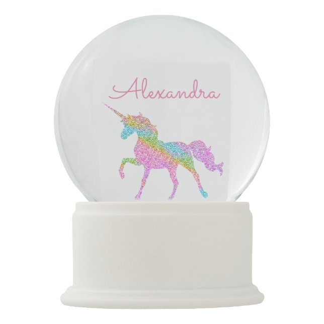 Personalize Your Own Colorful Magical Unicorn Snow Globe (Front)