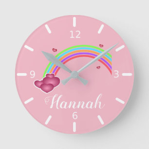 Personalize Your Own Colorful Rainbow Round Clock