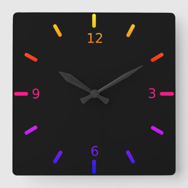 Personalize Your Own Colorful Square Wall Clock (Front)