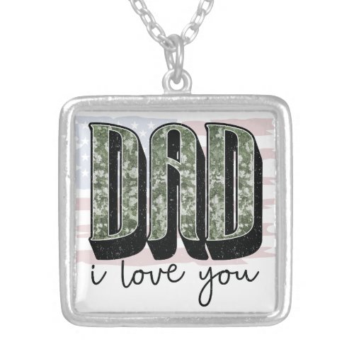 Personalize Your Own Custom Made Dad I Love You on Silver Plated Necklace