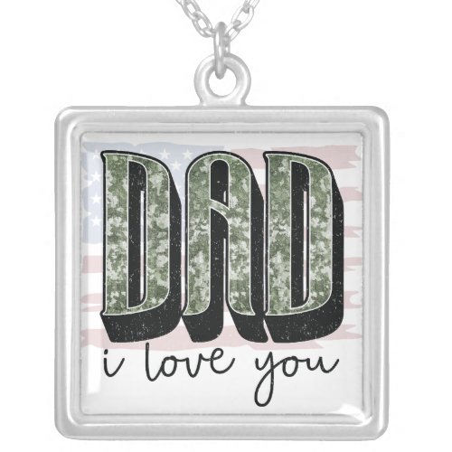 Personalize Your Own Custom Made Dad I Love You on Silver Plated Necklace