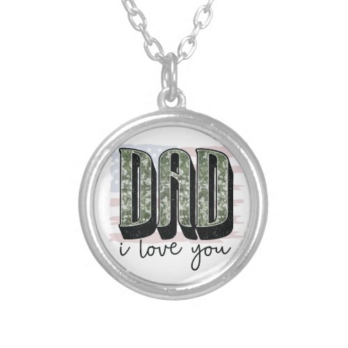 Personalize Your Own Custom Made Dad I Love You on Silver Plated Necklace