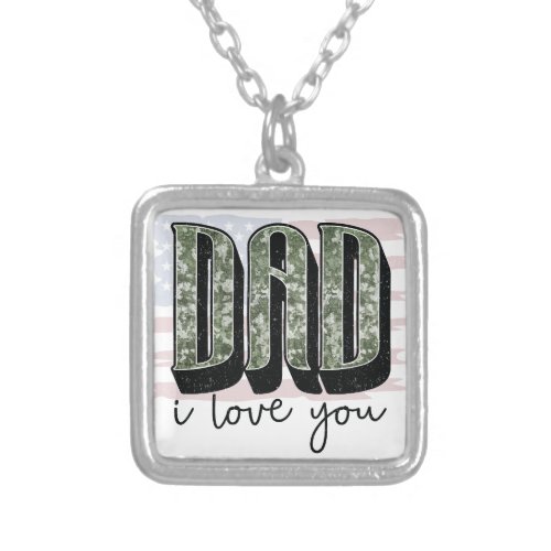 Personalize Your Own Custom Made Dad I Love You on Silver Plated Necklace