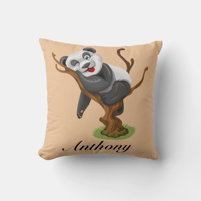 Personalize Your Own Cute Baby Panda Throw Pillow (Front)