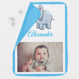 Personalize Your Own Cute Blue Elephant Baby Blanket