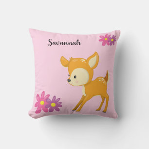 Personalize Your Own Cute Floral Woodland Deer Throw Pillow