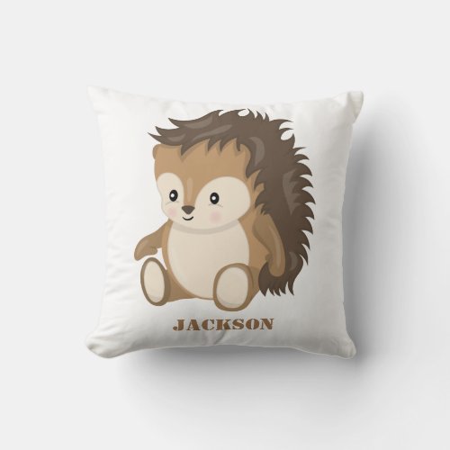 Personalize Your Own Cute Woodland Baby Porcupine Throw Pillow