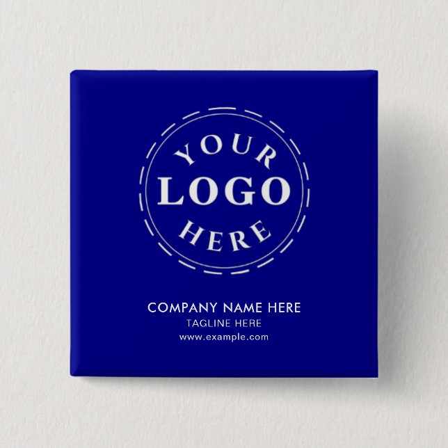 Personalize Your Own Dark Blue Square Button (Front)