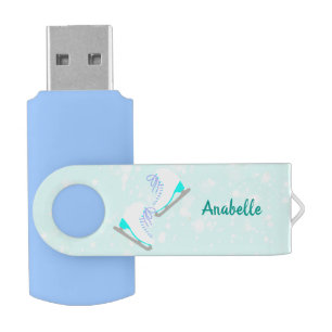 Personalize Your Own Ice Skating Cute Blue USB Flash Drive