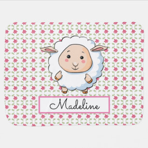 Personalize Your Own Pink Floral Sheep Baby Blanket