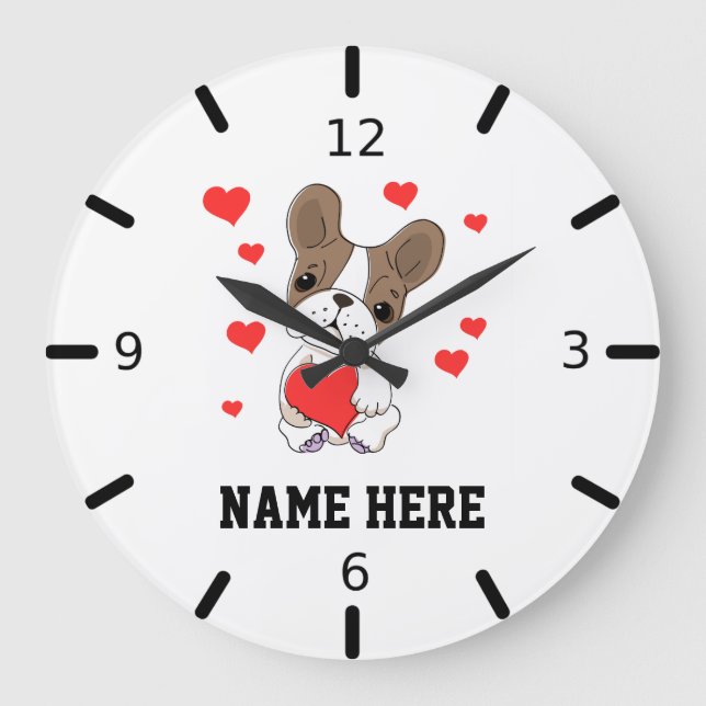 Personalize Your Own Puppy Love Large Clock (Front)