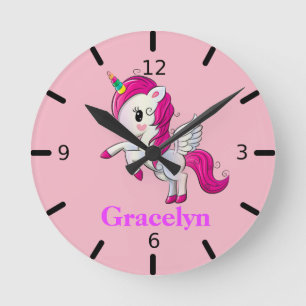 Personalize Your Own Unicorn Round Clock