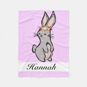 Personalize Your Own Woodland Bunny Rabbit Fleece Blanket