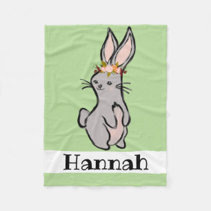 Personalize Your Own Woodland Bunny Rabbit Fleece Blanket