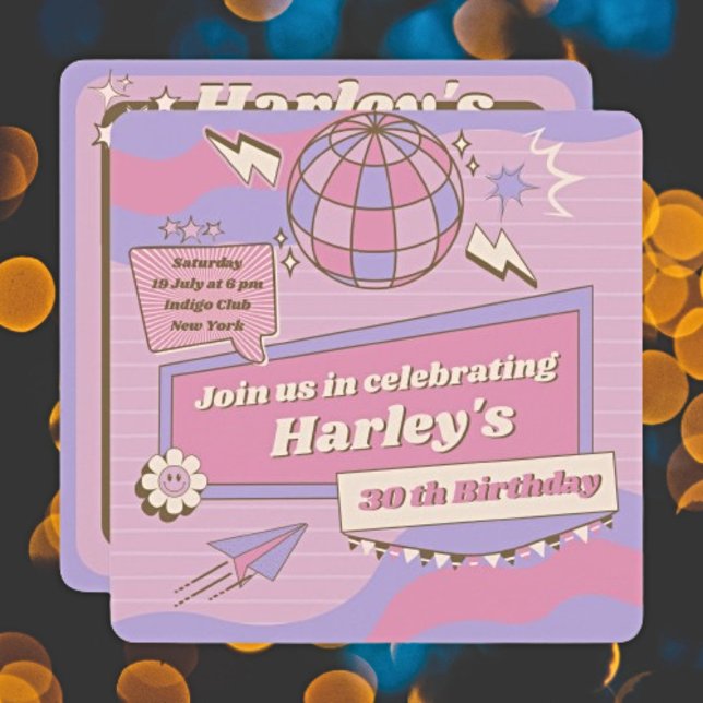 Personalize Your Party Groovy Disco Ball Birthday  Invitation (Creator Uploaded)