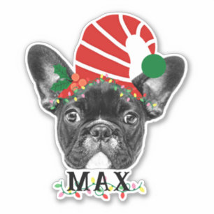 Personalize Your Pet Face and Name Fun Holiday Sticker