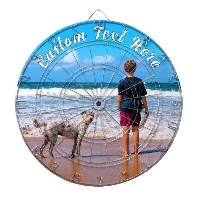 Personalize Your Pet Photo Dart Board Custom Text (Front)