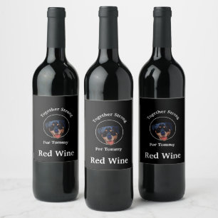 Personalize Your Rottweiler Photo & Text Wine Label