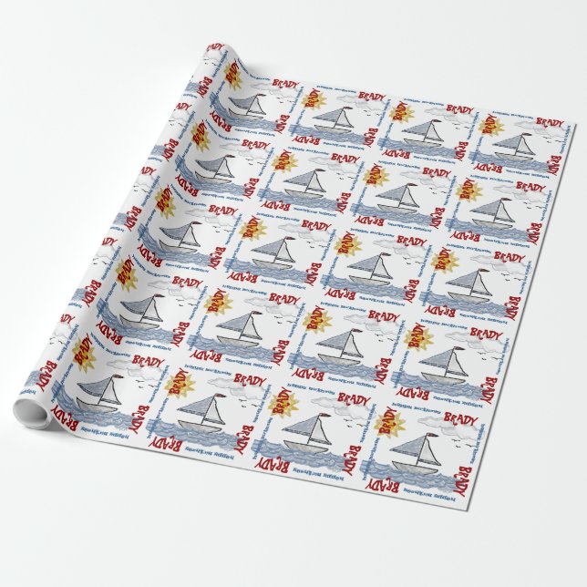 Personalize your Sailboat Wrapping Paper (Unrolled)