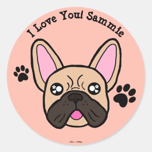 Personalize Your Text Cute French Bulldog Classic Round Sticker