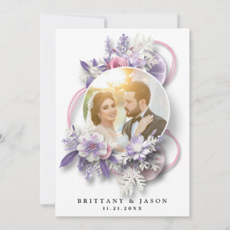 Personalize your wedding photo in a bouquet thank you card