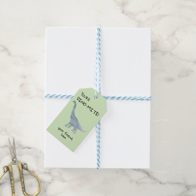Personalize You're Dino-mite Dinosaur Gift Tag (With Twine)