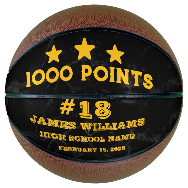 Personalized 1000 Points Marble  Gift for Players  Basketball (Front)